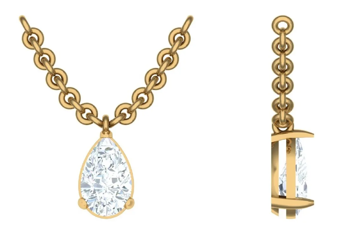 Pear Diamond Solitaire Necklace 